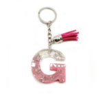 Schlüsselanhänger Buchstaben aus Resin in pink und silber