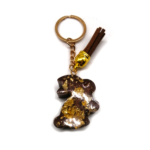 Schlüsselanhänger Hase aus Resin in braun und gold