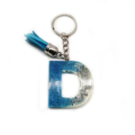 Schlüsselanhänger Buchstaben aus Resin in blau und silber