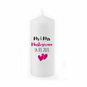 Hochzeitsgeschenk Ideen ausgefallen - Personalisierte Kerzen Mr & Mrs Mustermann