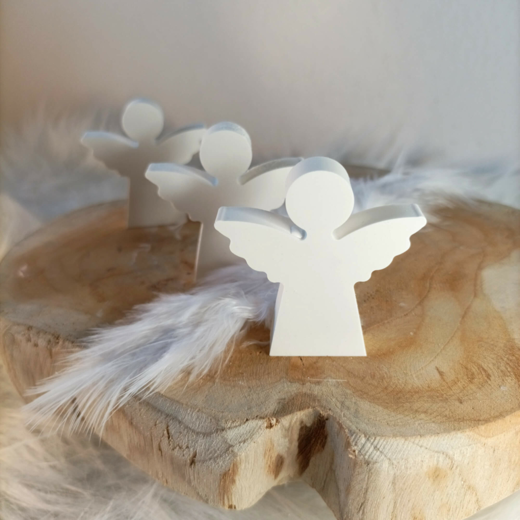10 weiße elegante Schutzengel Gastgeschenk Hochzeit Kommunion Taufe ...